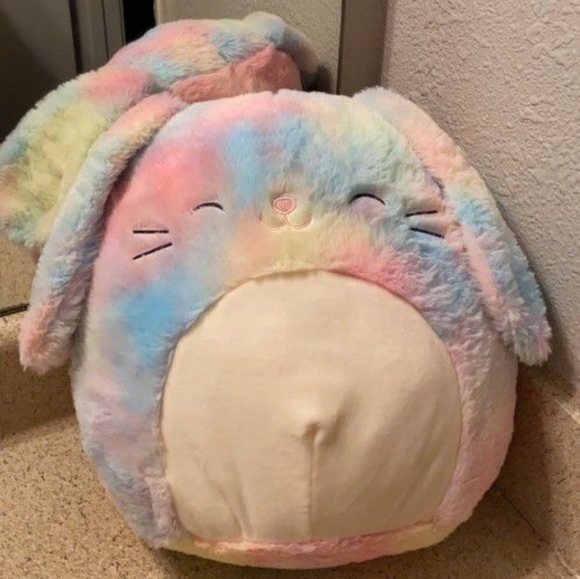 12" Fuzzamallow Cotton Candy Colored Bunny - "Candy" Limited Easter Edition Squi - Picture 10 of 16